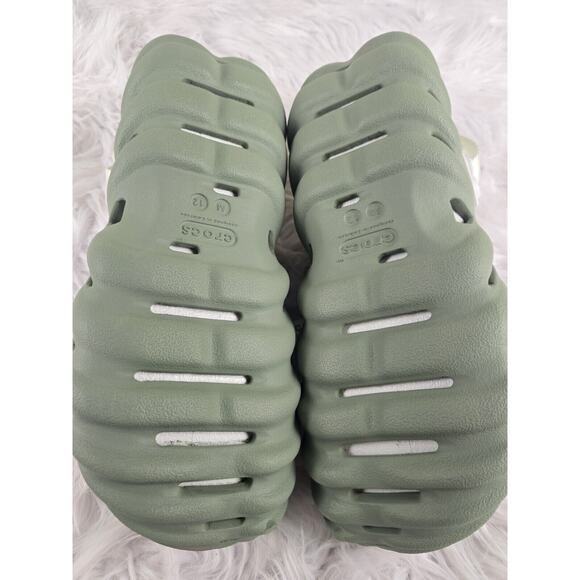 CROCS Men\'s Olive Sandals with White and Lime Accents
